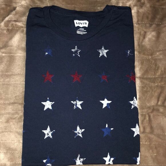LEVI’S L Navy Distressed Stars Style Tee - Picture 7 of 7